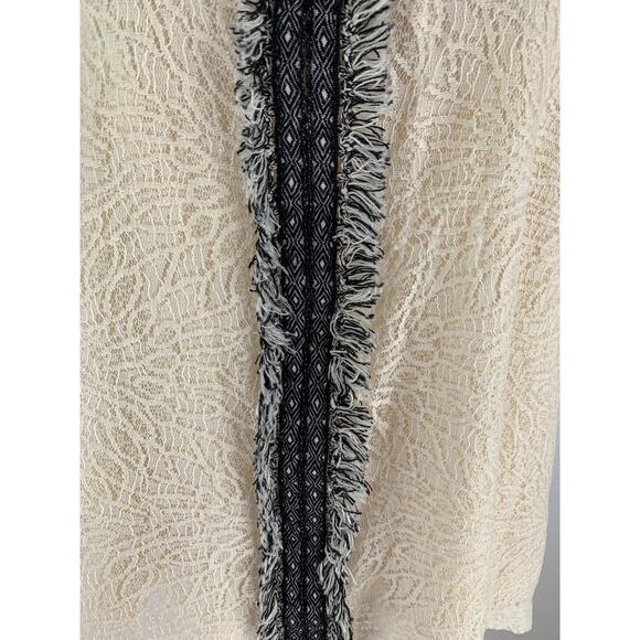 Akemi + Kin Cream Lace Fringed Crossroads Tank Blouse. Women's Size XS - Picture 4 of 8